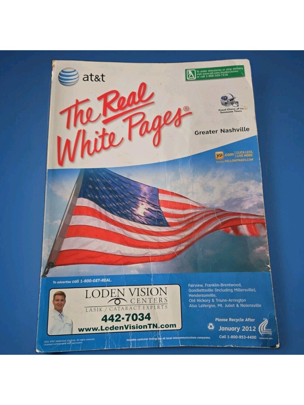 AT&T The Real White Pages Greater Nashville Phone Book January 2012